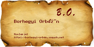 Borhegyi Orbán névjegykártya
